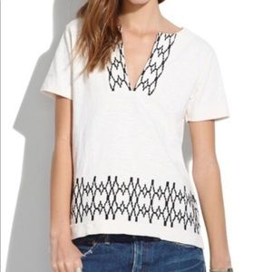 Madwell Embroiledered Box Stitch Slub Top